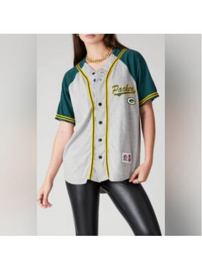 Vintage XL NFL Green Bay Packers Baseball Style Jersey Shirt True Fan RARE